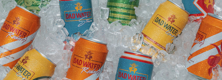 Image of a dad water variety pack in a cooler with ice.
